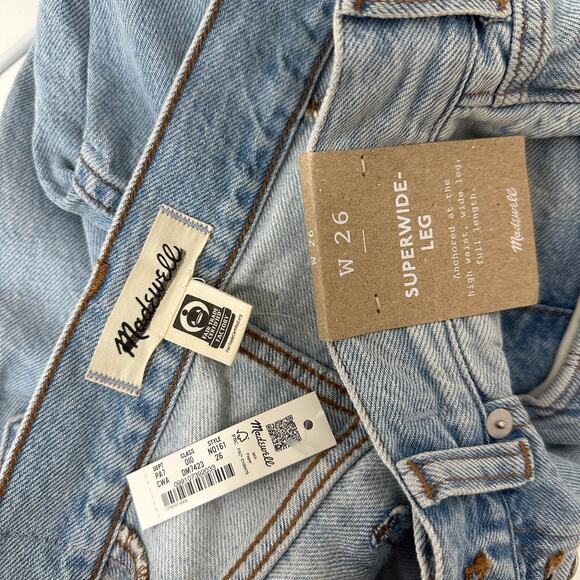 Madewell Superwide Leg Jeans Cather Wash Button Front Blue High Rise US 26 NWT - Picture 14 of 16